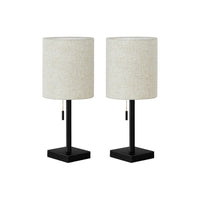 Monarch Specialties 17" H Contemporary Table Lamp - Black Metal / Beige Shade - Set Of 2-Brighten up your office, livingroom, entryway, or bedroom with this set of 2 sleek and compact 17"h contemporary accent table lamps in a black metal finish, topped with simple beige fabric, cylinder drum shades