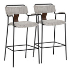 Zuo Couva Barstool - Grey Tweed - Set of 2-Armrest support