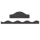 Ashley Productions Magnetic Scallop Border - White Messy Dots on Black - 12'/Pack - 6 Pack-Great for decoration in the classroom or at home