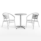 Flash Furniture 23.5" Round Aluminum Indoor-Outdoor Table Set with 2 Slat Back Chairs-Round Table