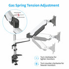 ShoppingAll SA-GA12 Adjustable Single Gas Spring Monitor Mount Desk Stand for 15"-32" Monitor - White-This fully adjustable desk mount can be fixed by C-clamp or grommet installation on any working surface
