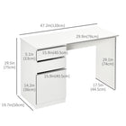 HOMCOM 47.25" Modern Computer Desk - White-Firm construction with quality particleboard