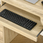 HOMCOM 49.25" Computer Desk with Drawers - Natural-Sturdy frame with quality particleboard and MDF board