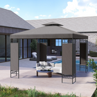 Outsunny 10 ft W x 10 ft L Canopy Gazebo - Double Roof Outdoor Gazebo - Khaki-Large space comfortably accommodates 10 people, ensuring roomy comfort