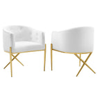 Modway Savour Performance Velvet Accent Dining Armchair - White - 2 Pack-Tufted Dining Armchair