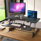 Mount-It! Electric Standing Desk Converter with 38" Desk Top - Black-Quiet and convenient electric height adjustment between 5.3" and 16.9"