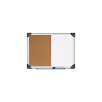 Combo Board, Dry-Erase/Cork, 24" x 36", Aluminum Frame-Combination Dry Erase/Cork Board lets you enjoy the versatility of white dry erase and natural cork surfaces in a stylish aluminum frame with rounded black corners