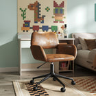Homy Casa Swivel Office Chair with Casters - Suede Brown Fabric-7