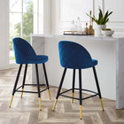 Modway Cordial Performance Velvet Counter Stools - Navy - Set of 2-Performance Velvet Upholstery