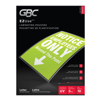 Swingline EZUse Laminating Pouches - 5mil - Letter Size-Create stunning results with impeccably accurate and easy to use lamination pouches - documents will remain bold with the UV protection, which prevents fading and discolouration