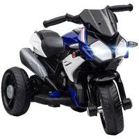 Qaba 6V Kids Electric 3-Wheel Motorcycle with Music and Headlights - Blue-Working headlights, horn and music for a realistic experience 