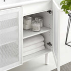 Modway Calla 36" Perforated Metal Bathroom Vanity - White-Ceramic Sink Basin