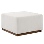 Modway Tilden Large 28" Square Boucle Upholstered Ottoman - Cloud/Walnut-Boucle Fabric Upholstery