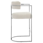 Modway Huron Curved Back Fabric and Metal Counter Stool - Silver Cream-Adjustable Non-Marking Floor Glides