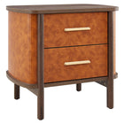 Modway Coralie 2-Drawer Curved Vegan Leather Nightstand - Walnut Tan-Mid-Century Modern Nightstand