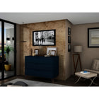 Manhattan Comfort Rockefeller 35.24" Mid-Century Modern Dresser - Tatiana Midnight Blue-Choose Your Handle Design When the Product is at Your Home! Option for Cut-Out Edge Handle, or Flush Design Look.
