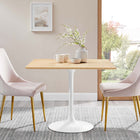 Modway Lippa 36" Square Wood Dining Table - White Natural-Beveled Edges