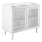 Modway Calla 36" Perforated Metal Bathroom Vanity - White-Perforated Metal Doors