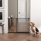 PawHut 30"- 45" Extra Wide Dog Gate with Double Locking System - Black-Suitable for doorways, hallways and staircases