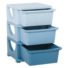 Qaba 3-Tier Kids Toy Organizer with 3 Plastic Storage Bins - Blue-Rounded edges help prevent your kid from getting injured in case they fall 