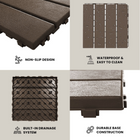 MotionGrey 4-Slat Interlocking Waterproof Outdoor Deck Tiles for Patio, Balcony and Garden - Brown - 20 Piece Set-Waterproof outdoor design is suited to patios, balconies and garden areas