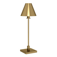 Hudson&Canal Clement 28" Tall Table Lamp with Metal Shade - Brass/Brass-Elegant modern design for your living room, workspace, or bedside table