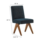 Modway Lyra Fabric Dining Room Side Chair - Azure - 2 Pack-Plywood Frame, Rubber Wood Legs
