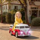 Qaba Lisensed Volkswagen T1 12V Kids Ride on Car - Red-Powerful 12V dual motors provide a real driving experience for kids 
