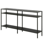 Hudson&Canal Sivil 55"W Console Table with Metal Shelves - Blackened Bronze-Table has a weight capacity of 50 lbs