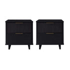 Manhattan Comfort Granville 18.11" Modern 2-Drawer Nightstand 2-Piece Set - Black-Modern-Contemporary with a taste of Glam - Nightstand for Bedroom and Living Room Use. Set of 2