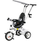Qaba 6-in-1 Kids Tricycle with Removable Handlebar and Canopy - White-6-in-1 versatile design grows with your child for years of use 