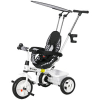 Qaba 6-in-1 Kids Tricycle with Removable Handlebar and Canopy - White-6-in-1 versatile design grows with your child for years of use 