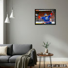 Leon Draisaitl Oilers 2025 SCF OT Celebration - Framed Canvas - 31" x 22"-Ready to hang - arrives fully assembled