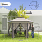 Outsunny 13 ft W x 13 ft L Pop Up Canopy Tent for Outdoor - Coffee and Beige-Protective mosquito netting keep insects away while allowing cool breezes to filter through