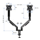 Rocelco MA2 Dual Monitor Arm with Motion Assist & USB/Multimedia Ports - Black-Gas spring motion assist allows easy adjustments for comfortable viewing. No tools required.