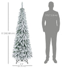HOMCOM 6' Downswept Slim Snow-Flocked Artificial Christmas Tree with Steel Base - Green-Section design for quick setup 
