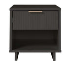 Manhattan Comfort Granville 18.11" Modern 1-Drawer Nightstand - Dark Grey-Modern- Contemporary with a taste of Glam - Nightstand for Bedroom and Living Room Use