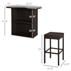 Outsunny 5 Pieces Patio Bar Set with Tempered Glass Top Bar Table and Shelves, 4 Bar Chairs - Dark Brown-Weather resistant and waterproof PE rattan for long term use and easy washing