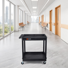 Luxor TC Series 2 Shelves Large Tub Cart, Black-Made of high density polyethylene structural foam molded plastic shelves and legs that won't stain, scratch, dent or rust