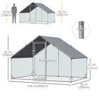 PawHut Galvanized Large Chicken Coop Cage Walk-in Enclosure - 9.8' x 6.6' x 6.6' - Silver-Robust construction made from solid galvanized steel 