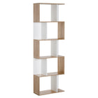 HOMCOM 5-Tier Geometric Bookshelf for Home Office and Living Room - White-Modern S-shaped bookcase offers five tiered shelves for convenient displaying in your home or office