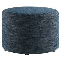 Modway Callum Large 23" Round Woven Heathered Fabric Upholstered Ottoman - Heathered Weave/Azure-Woven Heathered Fabric Upholstery