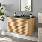 Modway Render 36" Wall-Mount Bathroom Vanity - Oak/Black-Walnut Grain Vanity