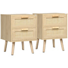 HOMCOM Boho Design Nightstand - Natural - Set of 2-Two bedside tables in a set