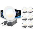 Impotek 4" LED 9W 5CCT Dimmable Recessed Ceiling Light with Night Light - 6 Pack-Versatile Colour Temperature Selection - Elevate your room's ambiance with our advanced 5 CCT feature, allowing you to choose the perfect light temperature for any setting. Seamlessly switch among 2700K, 3000K, 3500K, 4000K, and 5000K options with a simple toggle on the junction box, tailoring your lighting atmosphere to match your mood or decor with ease
