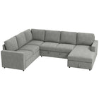HOMCOM U-Shaped Pull Out Sleeper Sofa Bed with Chaise Storage - Grey-Easily switches between U-shaped sofa and guest bed