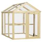 Pawhut 42" H Large Chicken Run with 2 Doors and 3 Perches - Natural-Spacious interior accommodates 1-3 chickens, ensuring comfort and well-being 