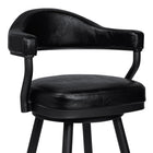 Armen Living Justin 26" Counter Height Swivel Bar Stool in Vintage Black Faux Leather with Black Metal Legs-4