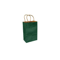 Eddie's 100% Recycled Kraft Shopper Paper Bag - 5-1/2" L x 3-1/4" W x 8-3/8" D - Forest Green - 100 Pack-5-1/2" x 3-1/4" x 8-3/8"