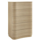 Modway Mirae 5-Drawer Curved Dresser Chest of Drawers - Brush Light Oak-5-Drawer Vertical Chest